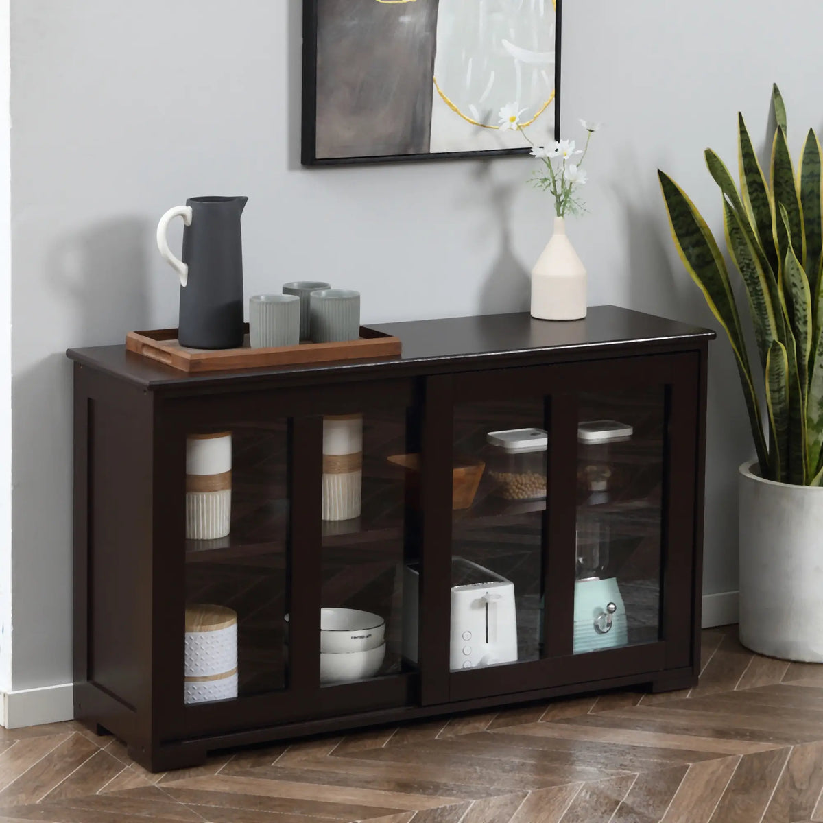 Modern Kitchen Sideboard, Stackable Storage Cabinet, Sliding Glass Door Bar Cabinets at Gallery Canada