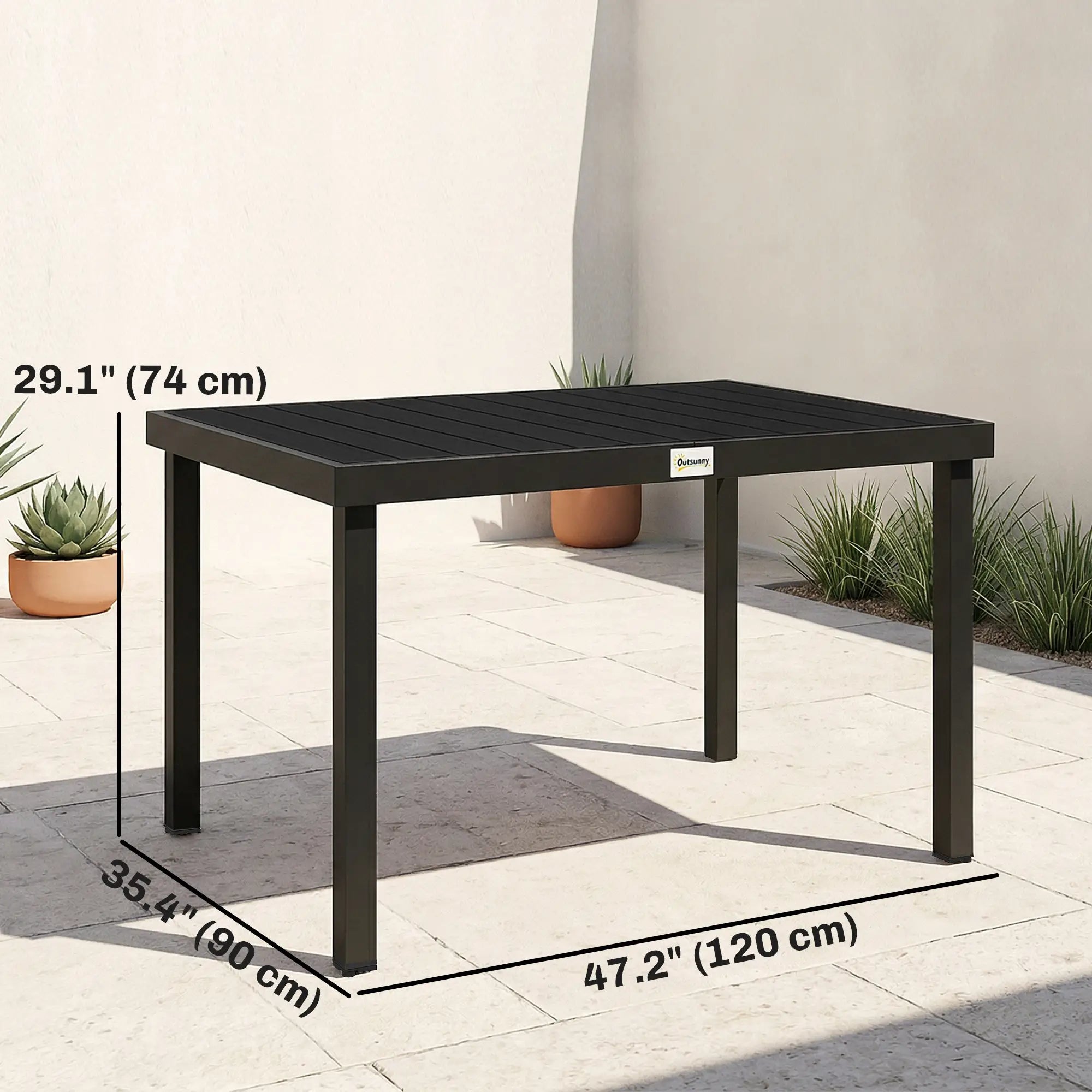 Aluminum Outdoor Dining Table for 6, 47.2