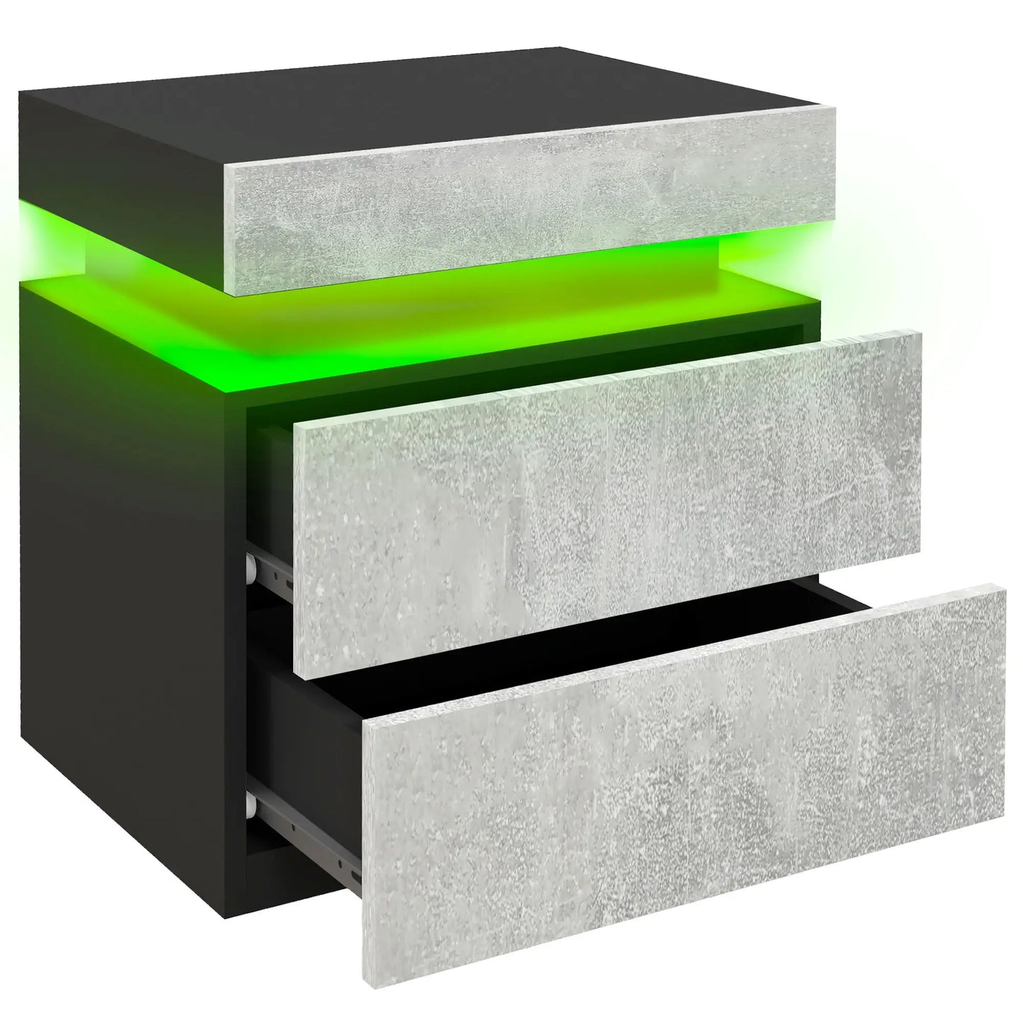 Nightstand, LED Lights, 2 Drawers, Cement Grey Bedside Tables Cement Grey at Gallery Canada