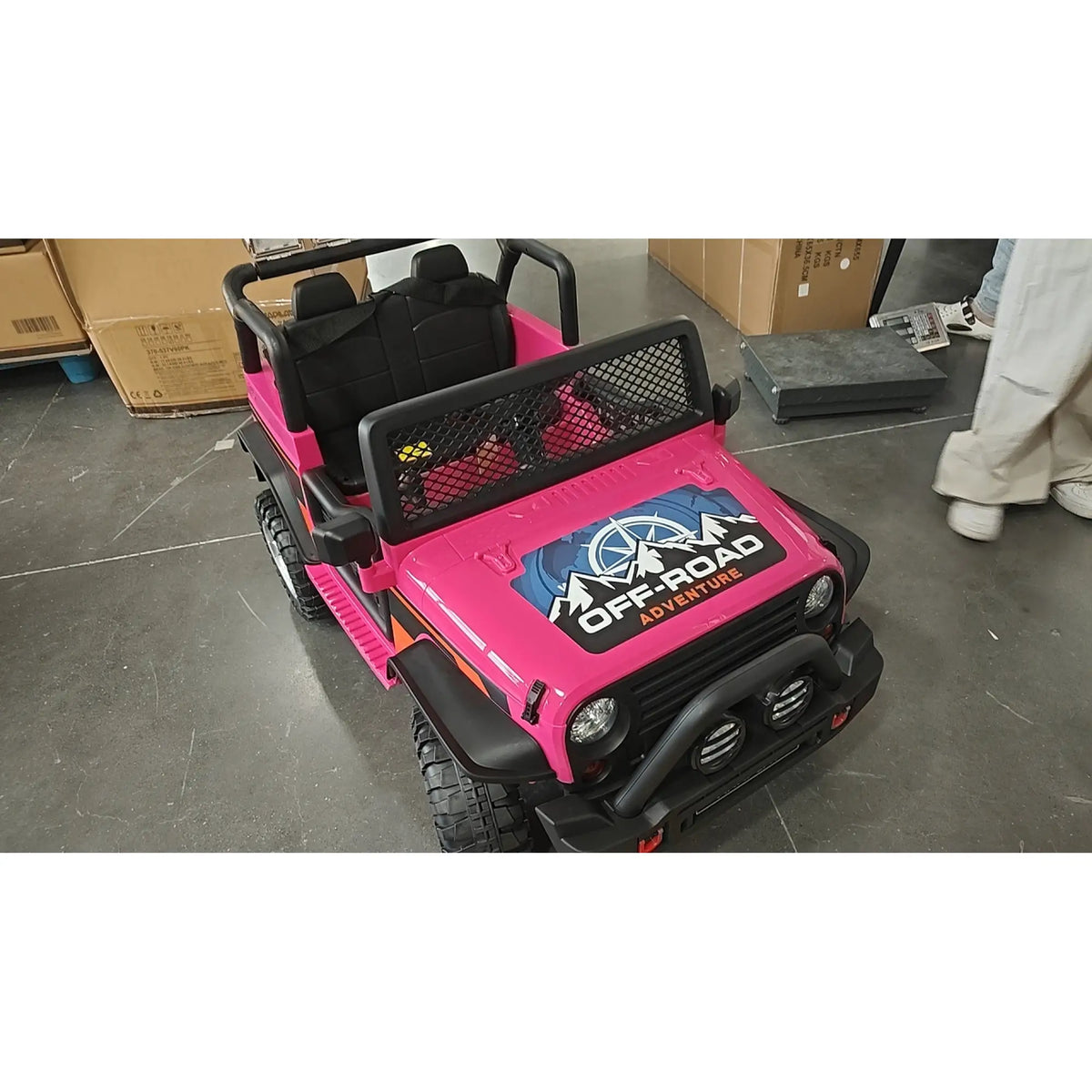 12V 2-Seater Ride on Truck Car, Remote, Suspension, USB, Horn, Pink Electric Toy Cars at Gallery Canada