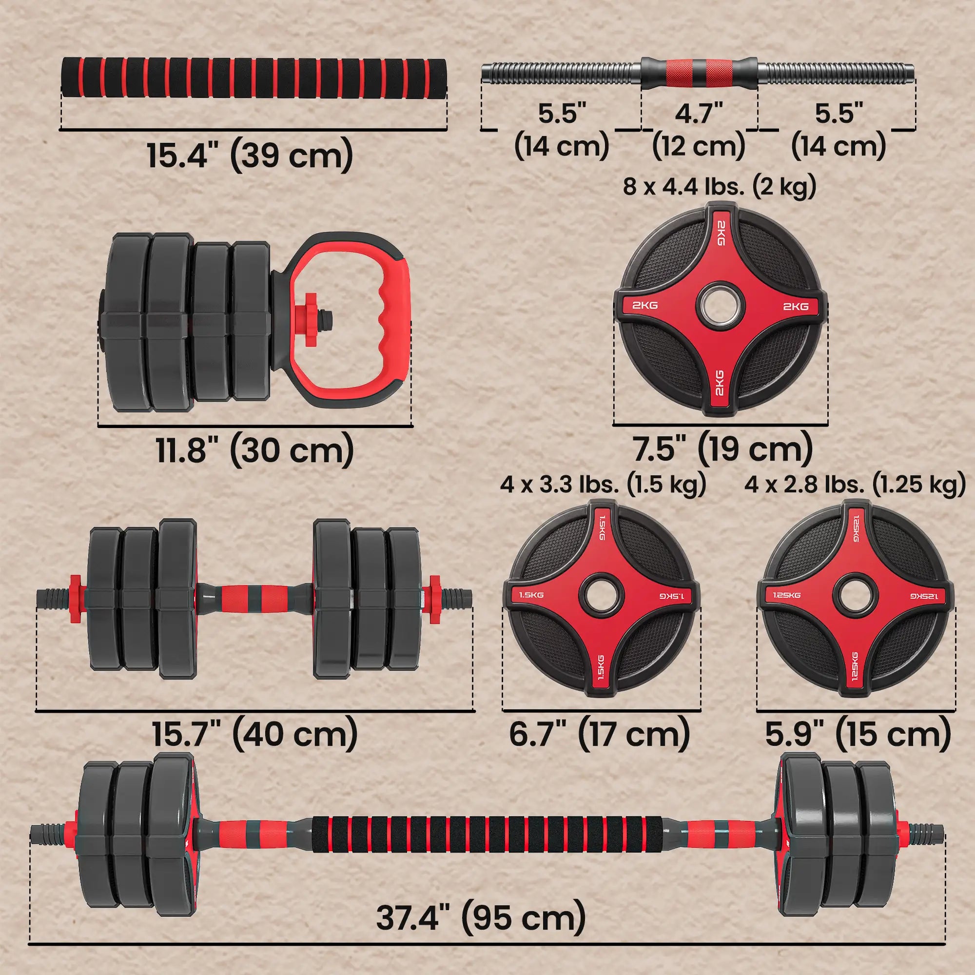 5-in-1 Adjustable Dumbbell Set, 66 lb, Converts To Barbell Dumbbells & Barbells at Gallery Canada