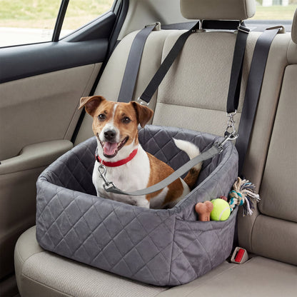 Dog Car Seat for Small Medium Pets with Safety Straps, Grey