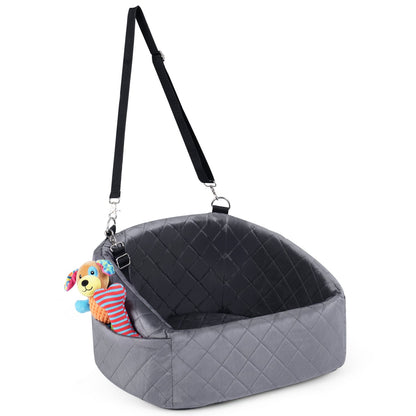Dog Car Seat for Small Medium Pets with Safety Straps, Grey