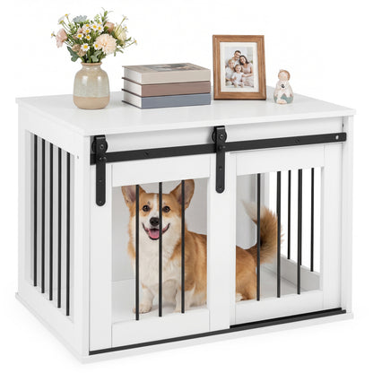 Heavy Duty Dog Crate Furniture Sliding Barn Door, White Dog Kennels White at Gallery Canada