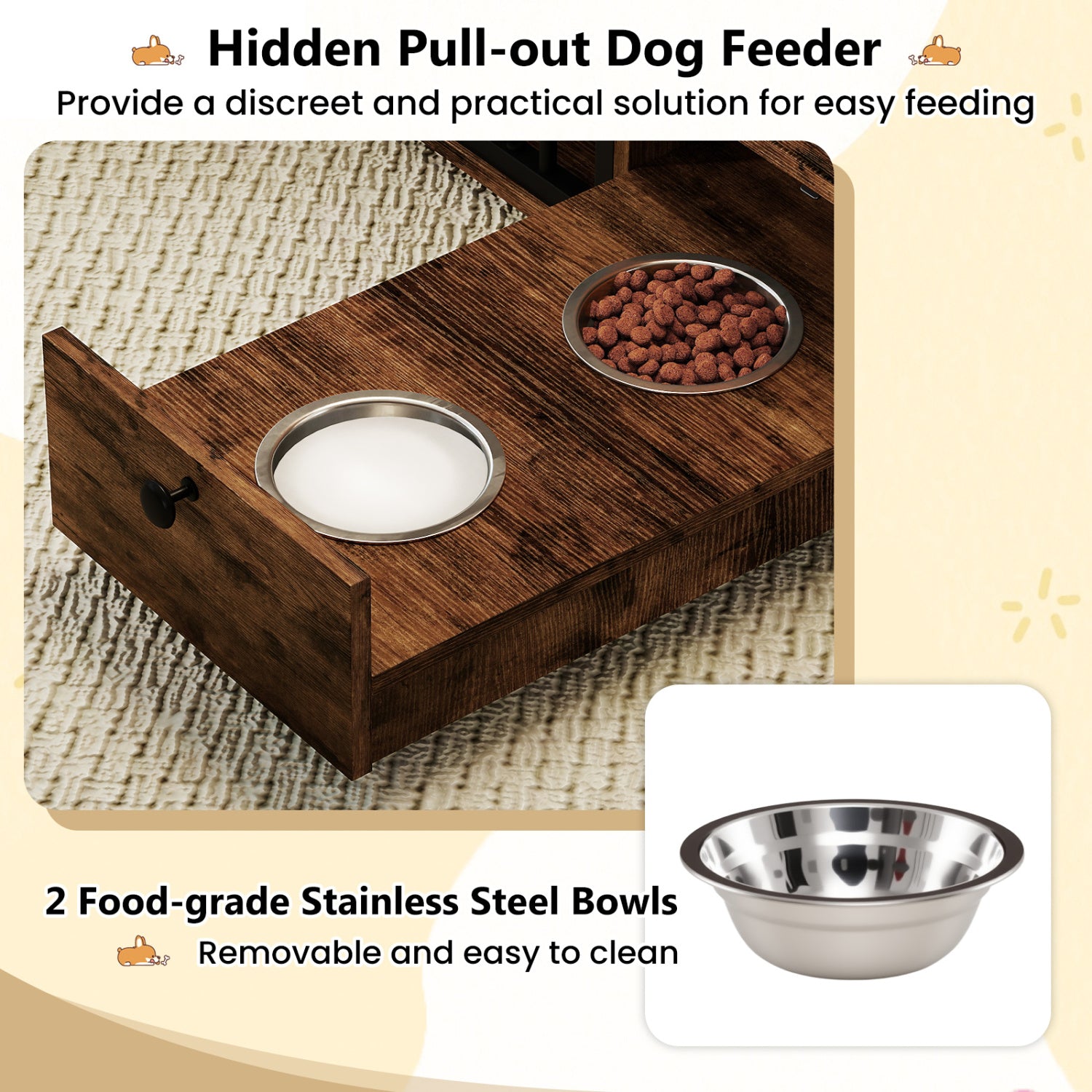 Dog Crate Furniture & Cooling Gel Dog Bed for Small and Medium Dogs, Brown Dog Kennels at Gallery Canada
