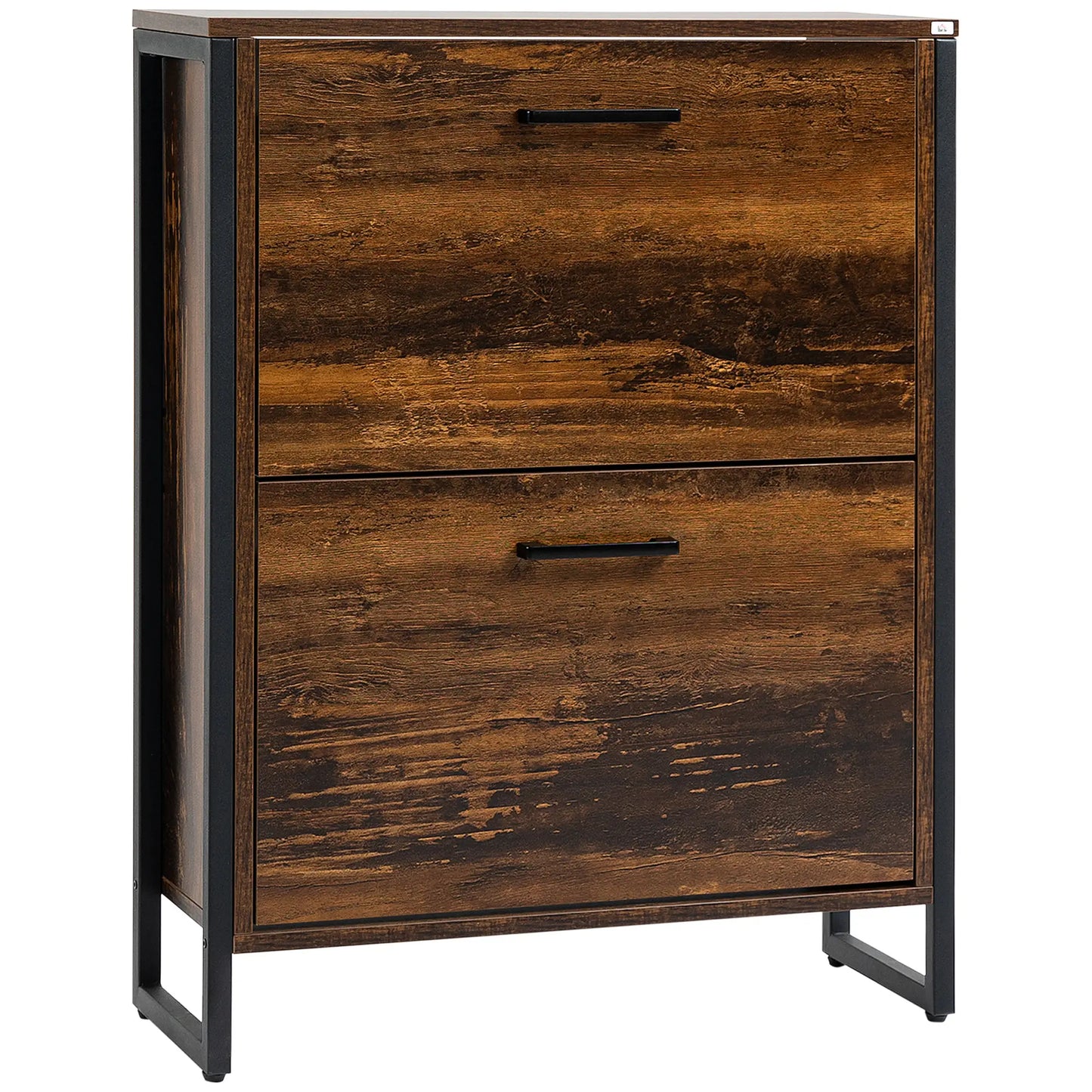 Shoe Cabinet, 2 Flip Doors, 2 Drawers, Divider, Holds 12 Pairs, Rustic Brown Shoe Storage Cabinets & Racks Rustic Brown at Gallery Canada