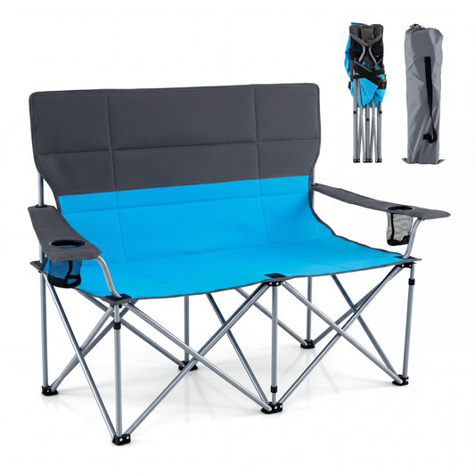Double Camping Chair With Carry Bag, Cup Holders, Blue Camping Furniture Blue at Gallery Canada