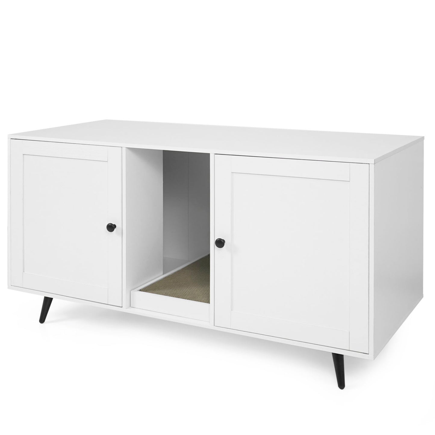 Double Cat Litter Box Enclosure, White Cat Houses at Gallery Canada