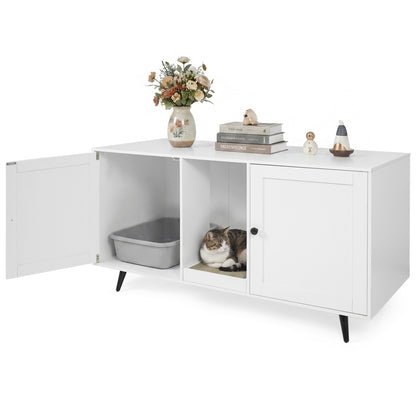 Double Cat Litter Box Enclosure, White Cat Houses at Gallery Canada