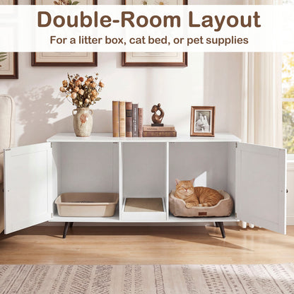 Double Cat Litter Box Enclosure, White Cat Houses at Gallery Canada