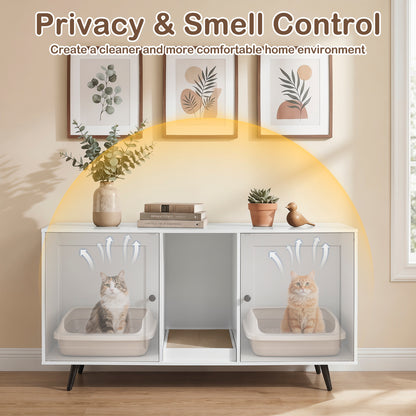 Double Cat Litter Box Enclosure, White Cat Houses at Gallery Canada