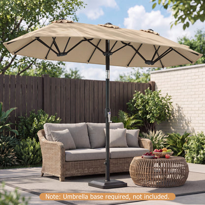 Double-Sided Patio Umbrella, Push Button Tilt, Beige Outdoor Umbrellas at Gallery Canada