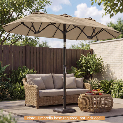 Double Sided Patio Umbrella, Push Button Tilt, Coffee Outdoor Umbrellas at Gallery Canada