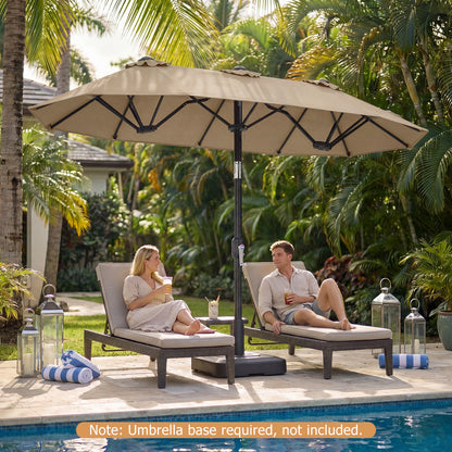 Double Sided Patio Umbrella, Push Button Tilt, Coffee Outdoor Umbrellas at Gallery Canada