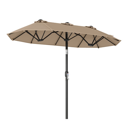 Double Sided Patio Umbrella, Push Button Tilt, Coffee Outdoor Umbrellas at Gallery Canada