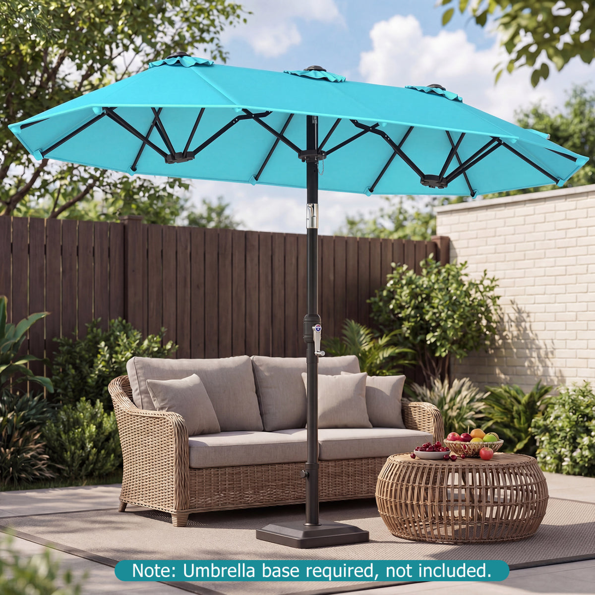 Double-Sided Patio Umbrella, Turquoise Outdoor Umbrellas at Gallery Canada