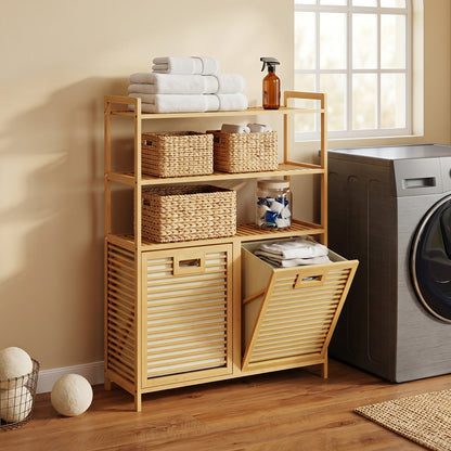 Double Tilt Out Laundry Hamper, 3 Shelves, 2 Baskets, Natural Laundry Baskets at Gallery Canada