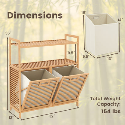 Double Tilt Out Laundry Hamper, 2 Shelves, Natural Laundry Baskets at Gallery Canada