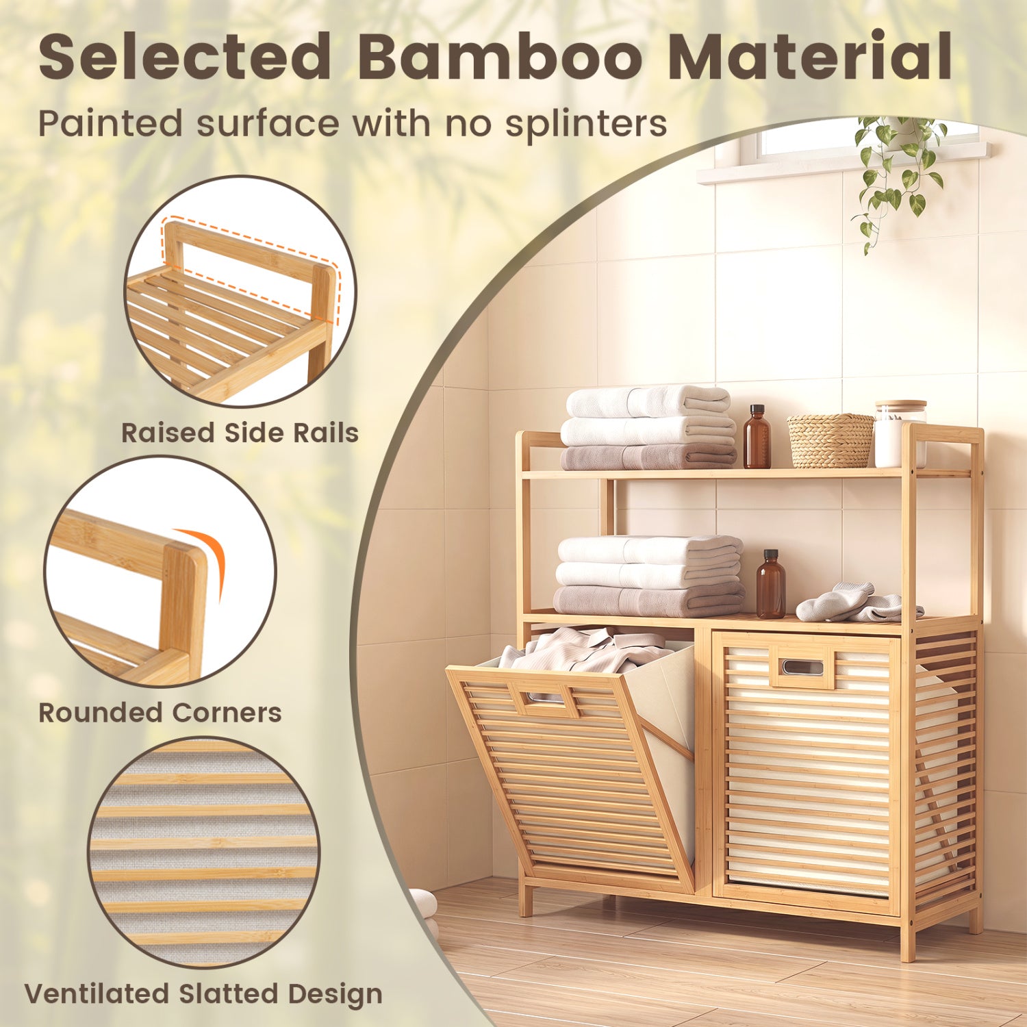 Double Tilt Out Laundry Hamper, 2 Shelves, Natural Laundry Baskets at Gallery Canada