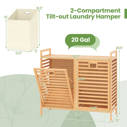 Double Tilt-Out Laundry Hamper, 2 Removable Bins, Natural Laundry Baskets at Gallery Canada