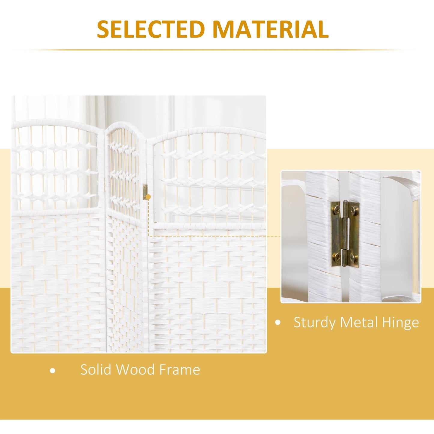 4 Panel Folding Room Divider, Portable Privacy Screen, White Room Dividers at Gallery Canada