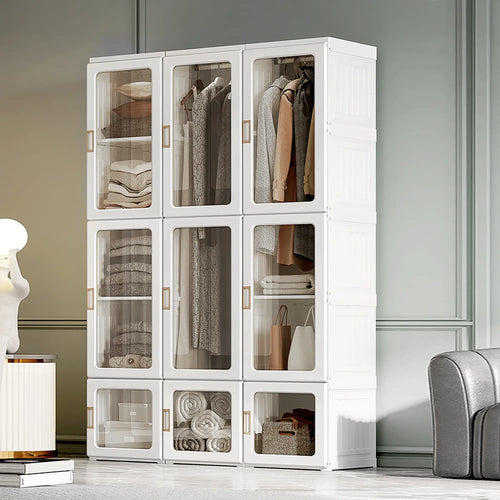 Portable Wardrobe Closet, Foldable Clothes Organizer, White