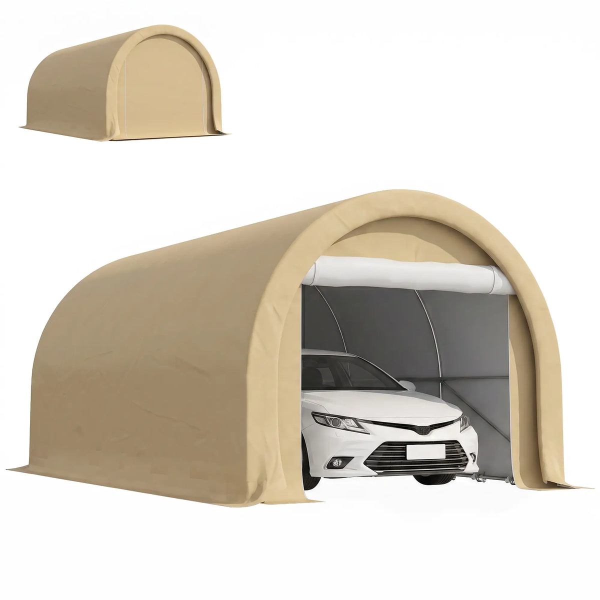 10' x 16' Heavy Duty Carport Tent, PE Cover, Beige Car Shelters at Gallery Canada