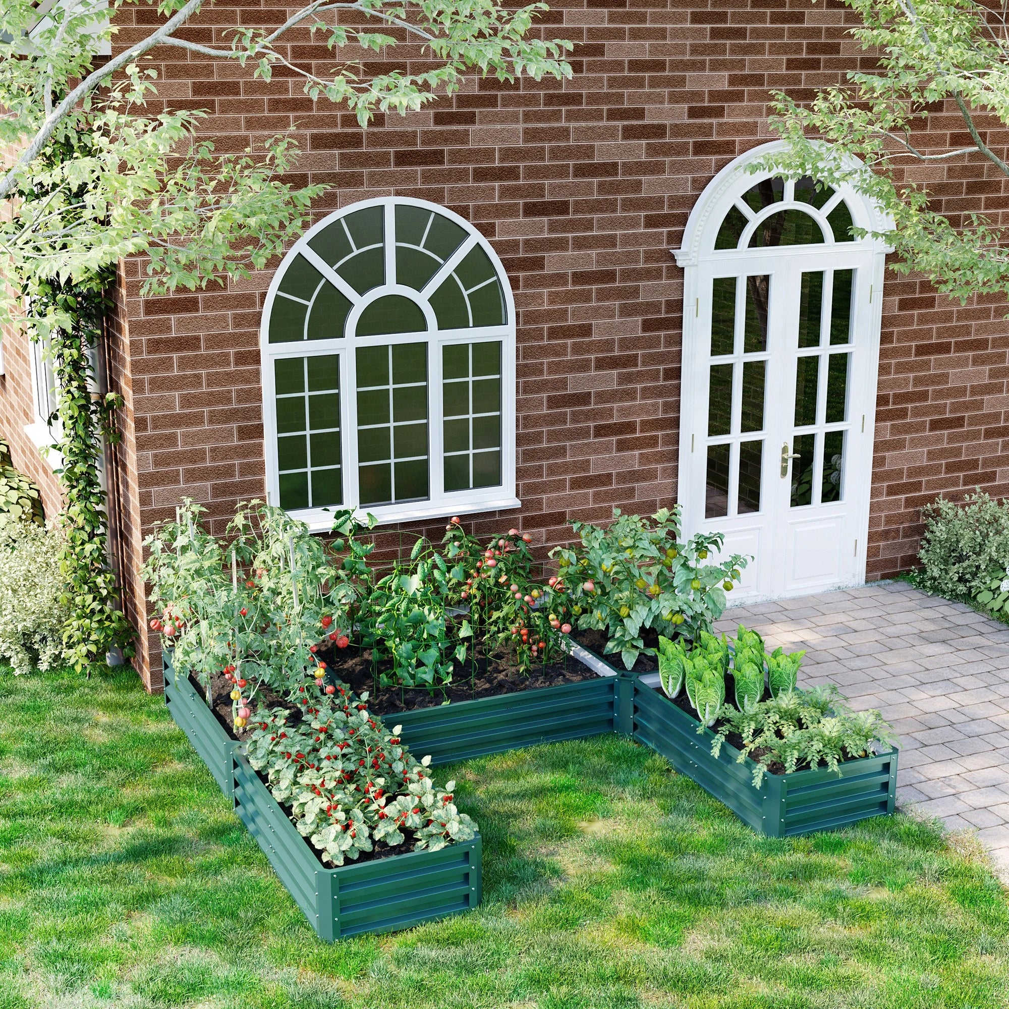 Steel Raised Garden Bed, Set of 5, 8x8x1ft, Green Galvanized Planter Boxes at Gallery Canada