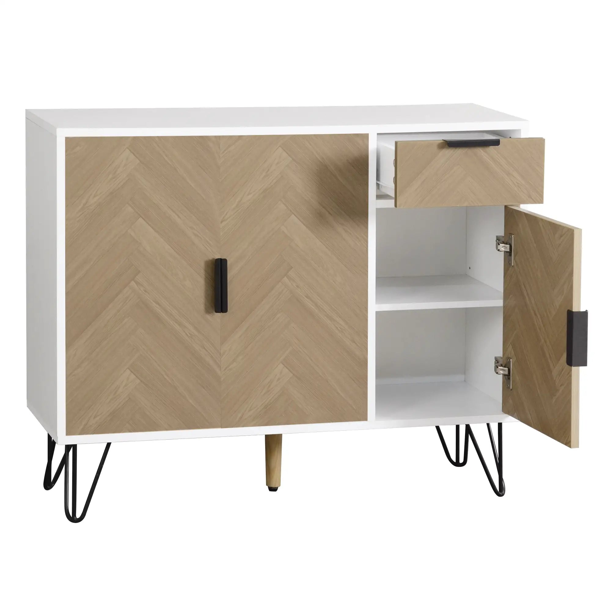 Storage Cabinet with Drawer, Adjustable Shelves, 35.5