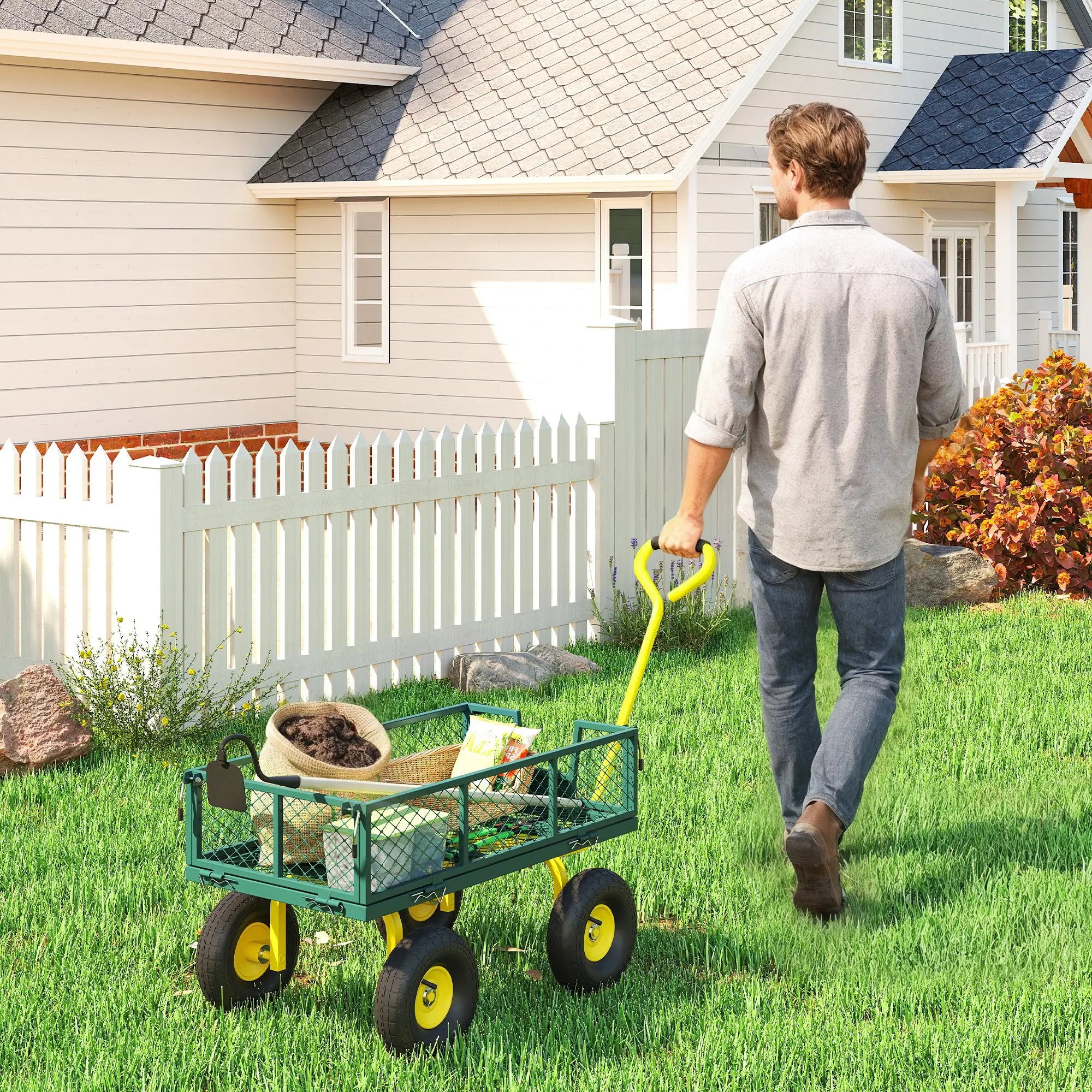 Garden Utility Wagon Cart, Removable Sides, 10