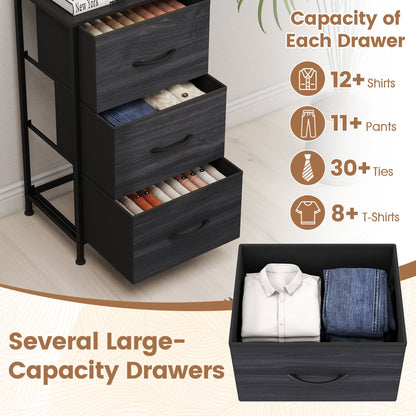 Dresser Nightstand, Fabric Drawers, Metal Frame, Wood Grain, Black Dressers & Chests at Gallery Canada
