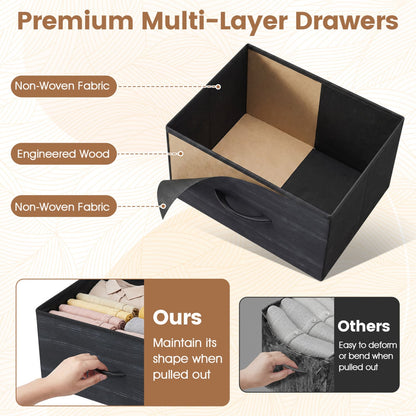 Dresser Nightstand, Fabric Drawers, Metal Frame, Wood Grain, Black Dressers & Chests at Gallery Canada