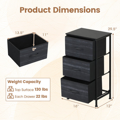 Dresser Nightstand, Fabric Drawers, Metal Frame, Wood Grain, Black Dressers & Chests at Gallery Canada