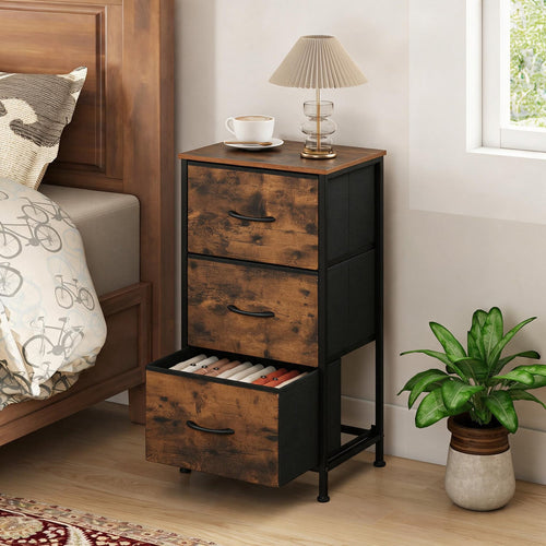 Fabric Dresser Nightstand, Brown