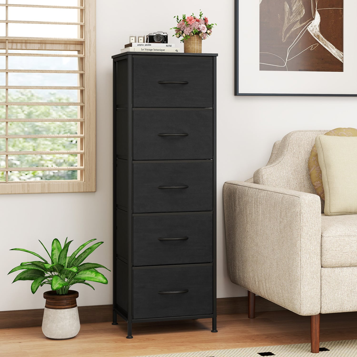 5 Drawer Dresser Nightstand, Black Dressers & Chests at Gallery Canada