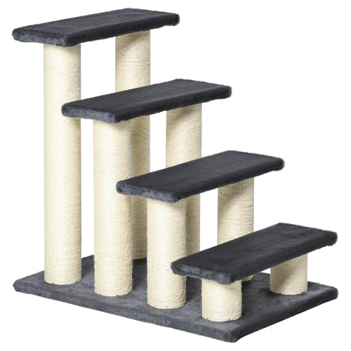 4 Tier Cat Tree, Pet Stairs, 4 Steps, Scratching Post, Dark Grey