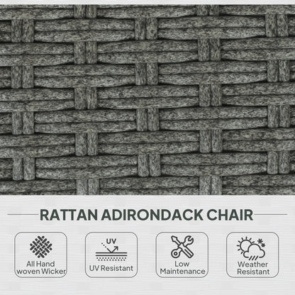 Wicker Adirondack Chair, PE Rattan Outdoor Fire Pit Chair, Heather Grey
