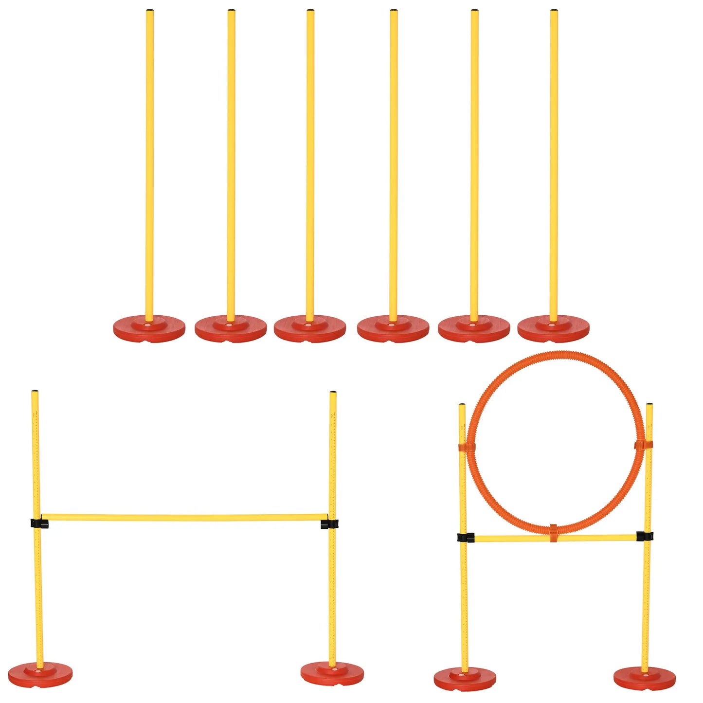 3PCs Pet Agility Training Set, Adjustable Weave Pole, Jumping Ring, High Jump Dog Agility Training Equipment at Gallery Canada