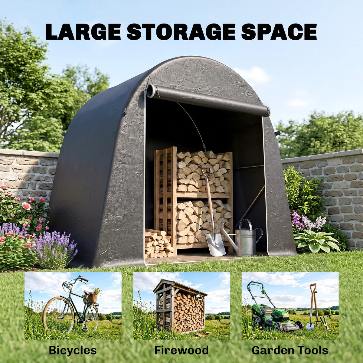 8' x 4' Portable Shed, Waterproof Bike Tent, Roll-Up Zipper Door Sheds at Gallery Canada