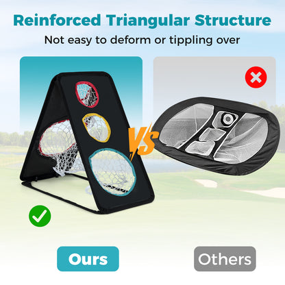 Dual-Sided Golf Chipping Net Triple Target Training System with 5 Target Holes Golf at Gallery Canada