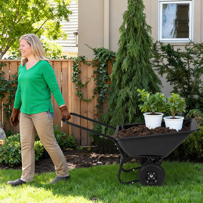 Dual-Wheel Garden Utility Cart With Pneumatic Tires, Black Garden Carts at Gallery Canada