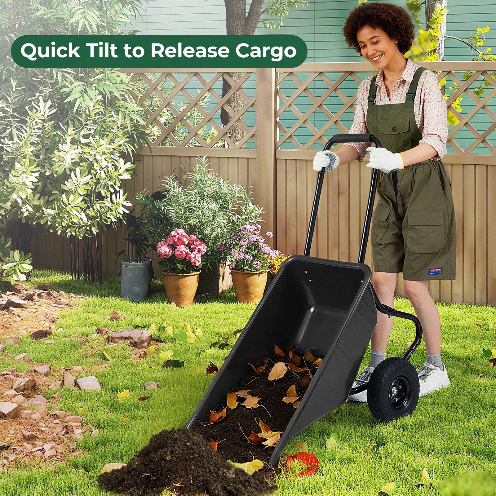 Dual-Wheel Garden Utility Cart With Pneumatic Tires, Black Garden Carts at Gallery Canada