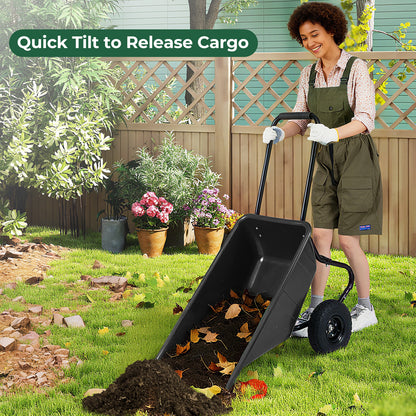 Dual-Wheel Garden Utility Cart With Pneumatic Tires, Black Garden Carts at Gallery Canada