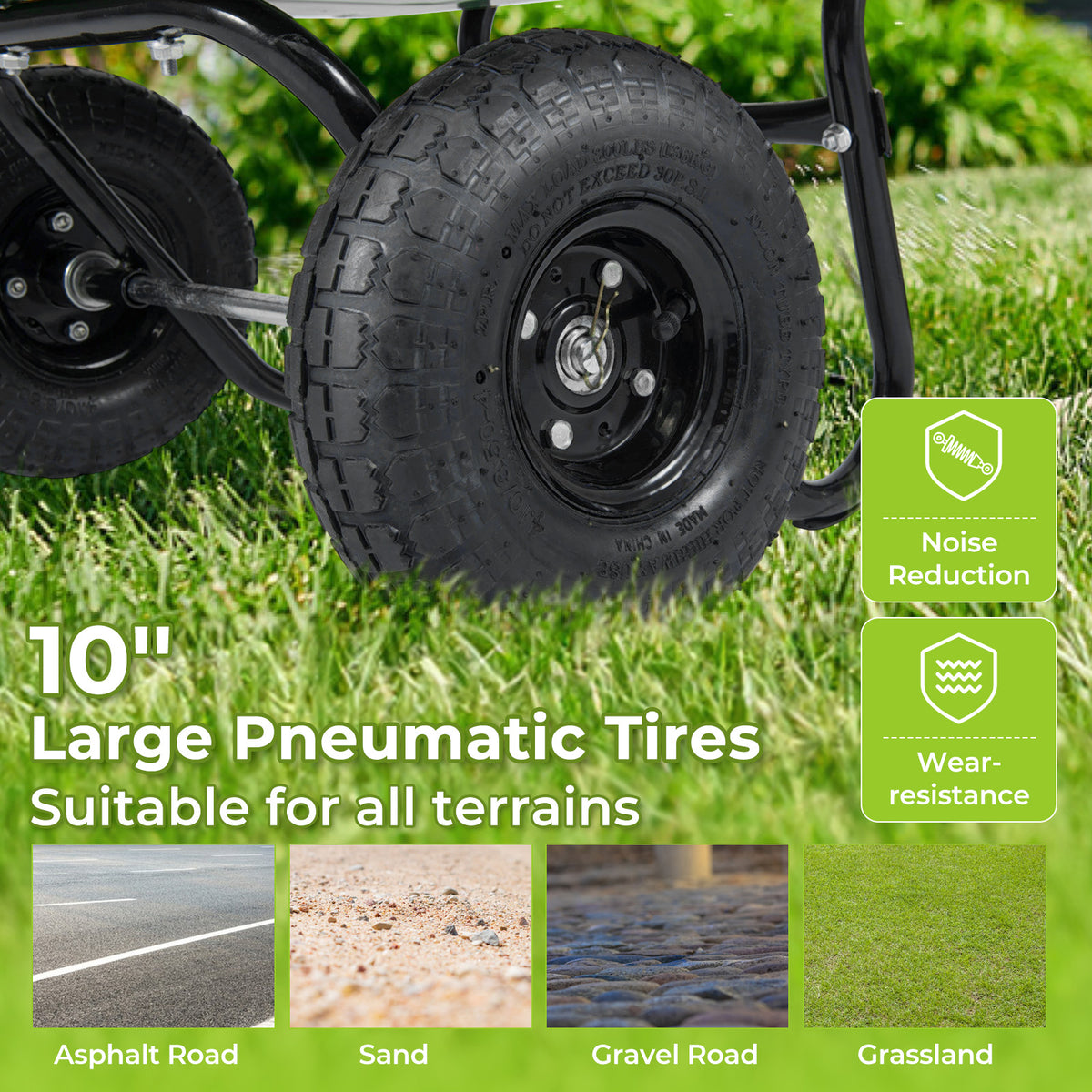 Dual-Wheel Garden Utility Cart With Pneumatic Tires, Black Garden Carts at Gallery Canada