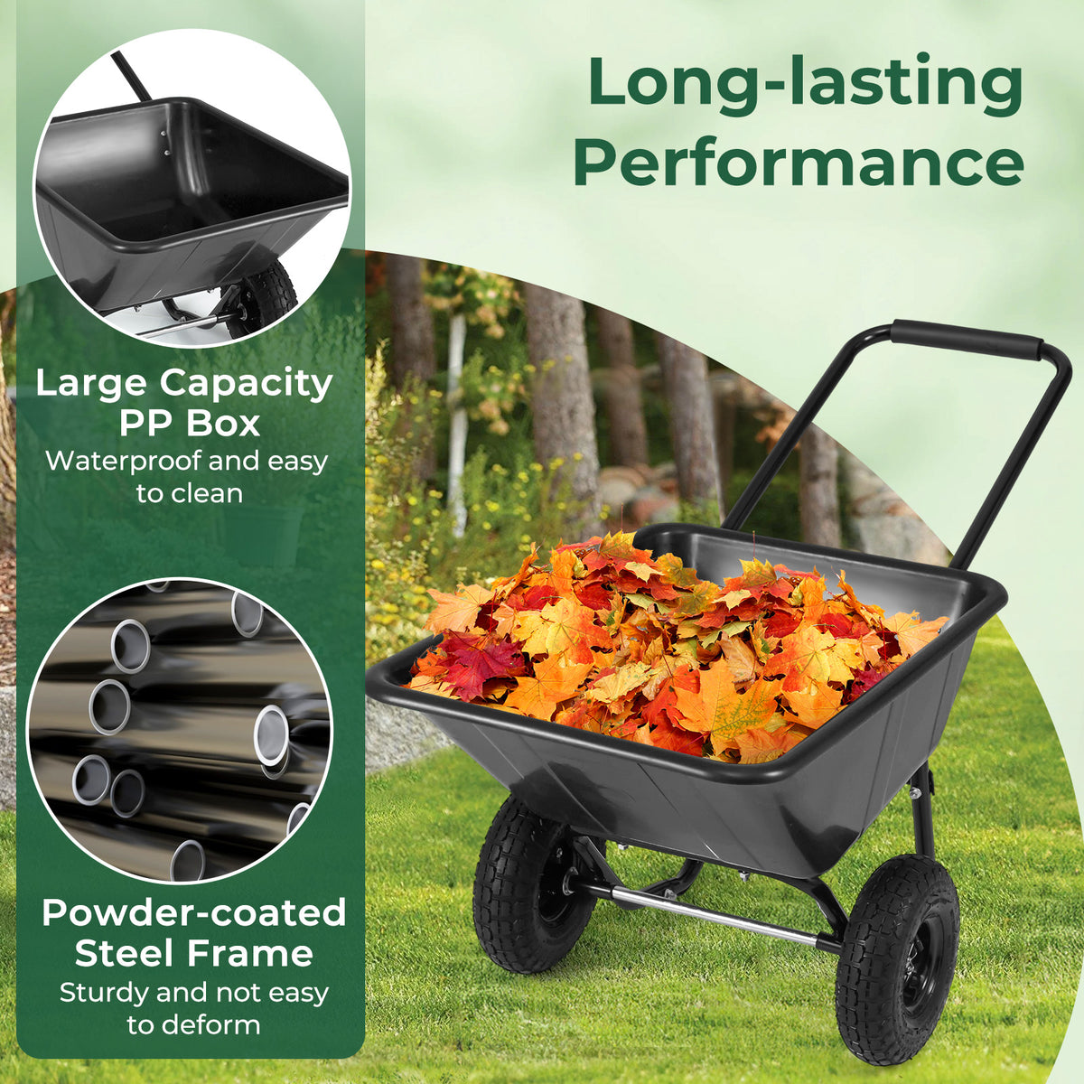 Dual-Wheel Garden Utility Cart With Pneumatic Tires, Black Garden Carts at Gallery Canada