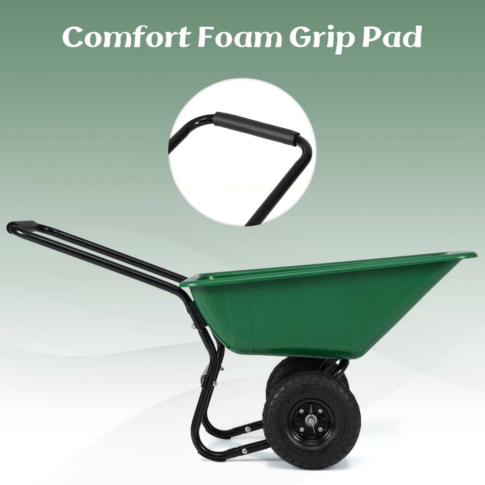 Dual-Wheel Garden Utility Cart, Pneumatic Tires, Green Garden Carts at Gallery Canada