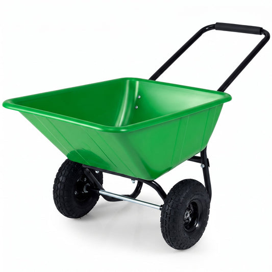 Dual-Wheel Wheelbarrow Utility Cart, Pneumatic Tires, Light Green Garden Carts Light Green at Gallery Canada