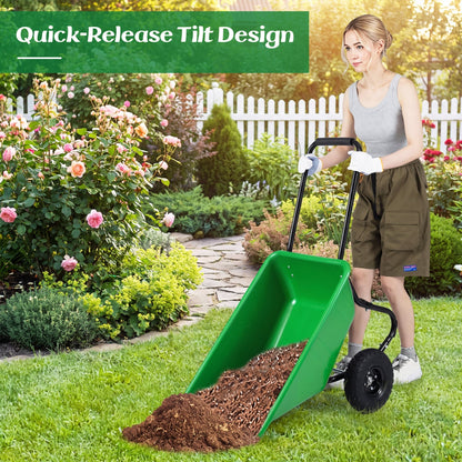Dual-Wheel Wheelbarrow Utility Cart, Pneumatic Tires, Light Green Garden Carts at Gallery Canada