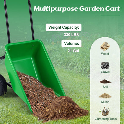 Dual-Wheel Wheelbarrow Utility Cart, Pneumatic Tires, Light Green Garden Carts at Gallery Canada