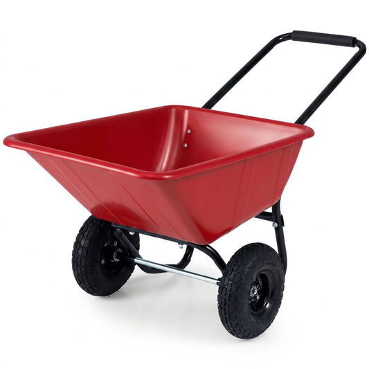 Dual-Wheel Wheelbarrow Garden Utility Cart, Red Garden Carts Red at Gallery Canada